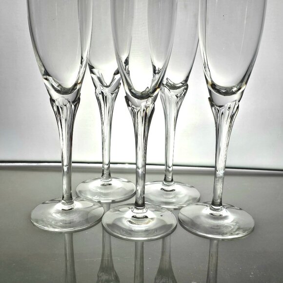 5 Lenox Erica Gold Champagne Glasses 9.25" fine crystal gold rim toasting presec - Picture 3 of 10